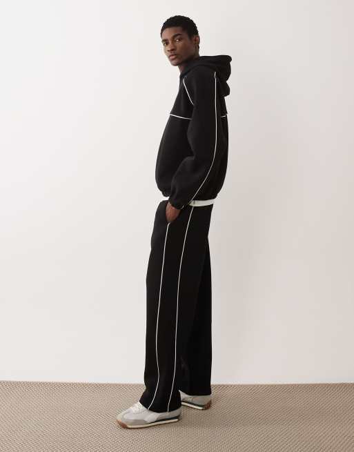 Joggers negros de pernera ancha con ribetes de ASOS DESIGN, 3 de 5