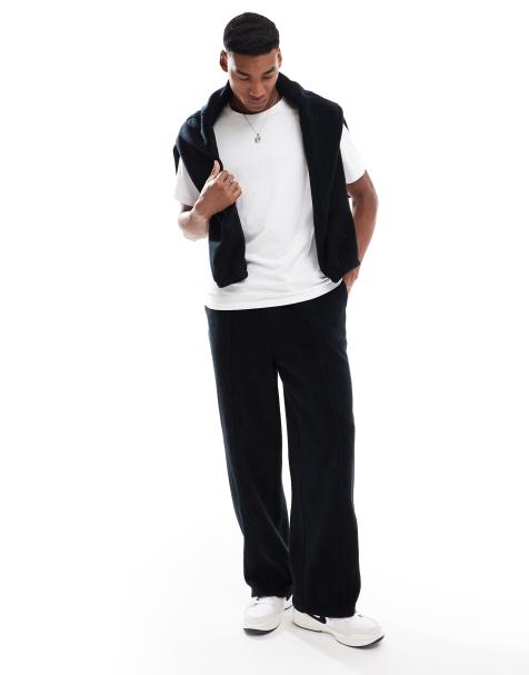 Joggers negros de pernera ancha de felpa de ASOS DESIGN - view 1