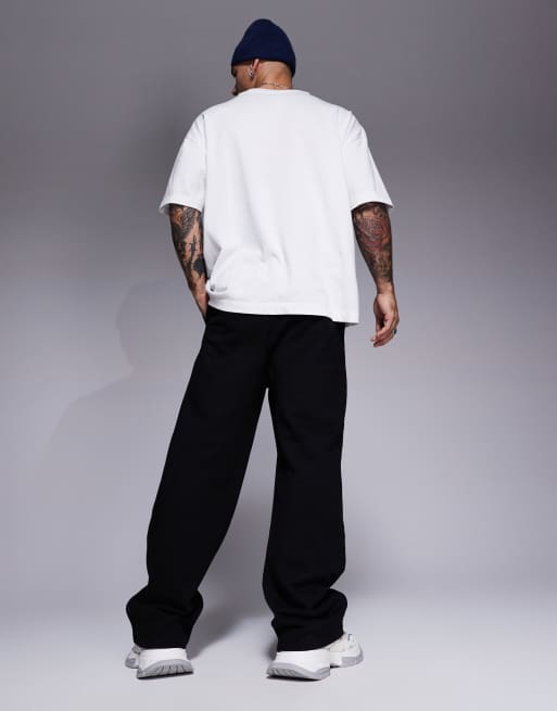 Joggers negros de pernera ancha de tejido grueso de 400 g/m2 premium de ASOS DESIGN, 3 de 5