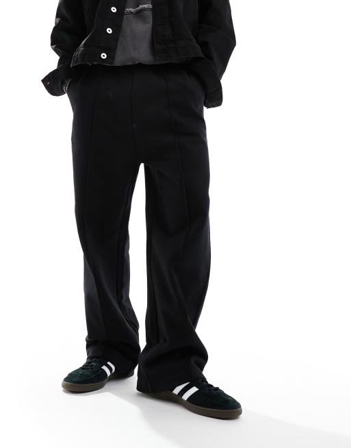 Joggers negros de pernera ancha extragrande de tejido grueso de ASOS DESIGN