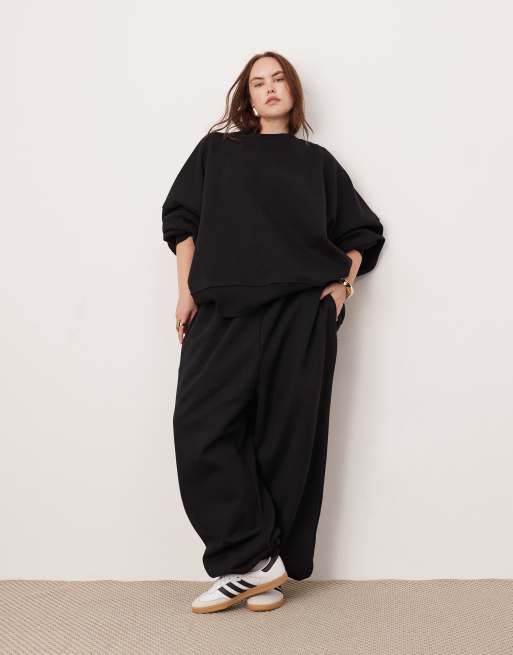 Joggers negros extragrandes de tejido grueso premium de ASOS EDITION Curve