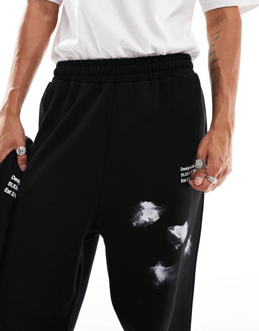 Joggers negros holgados con estampado aerografiado a mano de COLLUSION (parte de un conjunto), 2 de 5