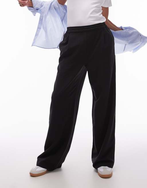 Joggers negros lisos con pespuntes en contraste de Topshop