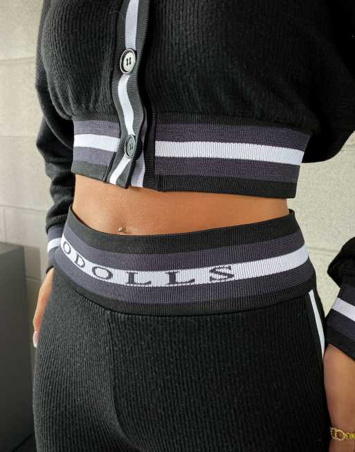Joggers negros pitillo con banda a contraste de punto de The ODolls Collection, 3 de 4