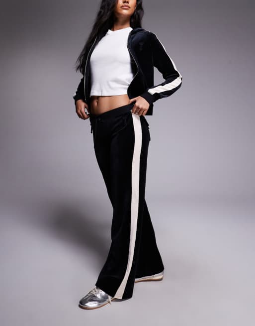 Joggers negros y blancos de pernera recta con logo y raya de Juicy Couture (parte de un conjunto), 3 de 5