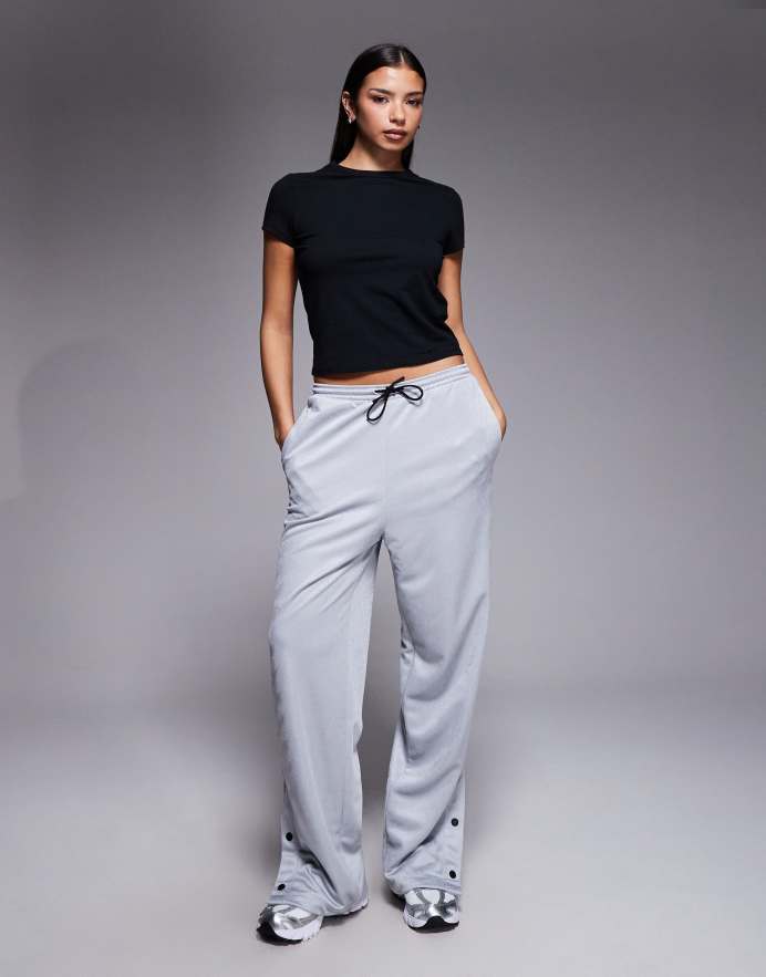 Hugo Blue Joggers plateados con cinta lateral y bajos abiertos Nicole de