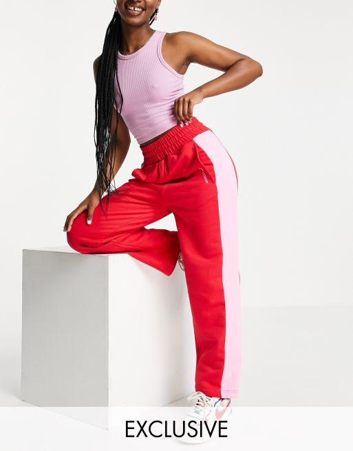 Joggers rojos de pernera recta con panel en contraste de COLLUSION