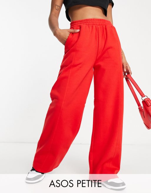 Joggers rojos de pernera recta de ASOS DESIGN Petite 