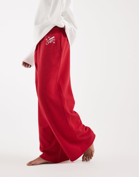 Joggers rojos de talle bajo y corte holgado con gráfico "Sweet as Sugar" de Hollister - view 1