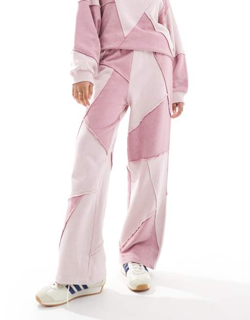 Joggers rosa lavado de pernera recta con detalles tipo patchwork de ASOS DESIGN (parte de un conjunto), 4 de 5