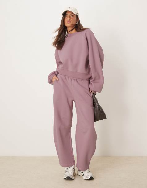 Joggers rosa negruzco de pernera barrel de ASOS DESIGN (parte de un conjunto) - view 1