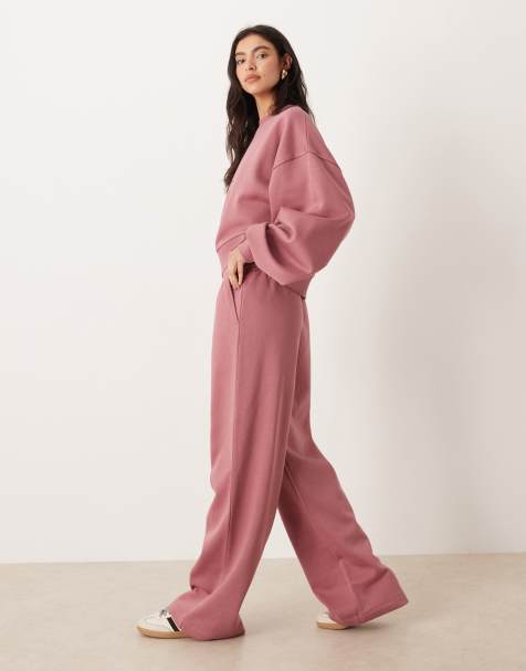 Joggers rosa pastel de pernera ancha con interior afelpado de ASOS DESIGN - view 1