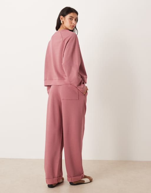 Joggers rosa pétalo extragrandes con detalle de bajos vueltos e interior afelpado de ASOS DESIGN, 3 de 5