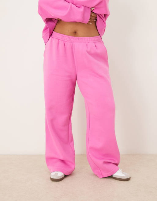 Joggers rosas de pernera ancha con interior afelpado de ASOS DESIGN Curve, 3 de 5