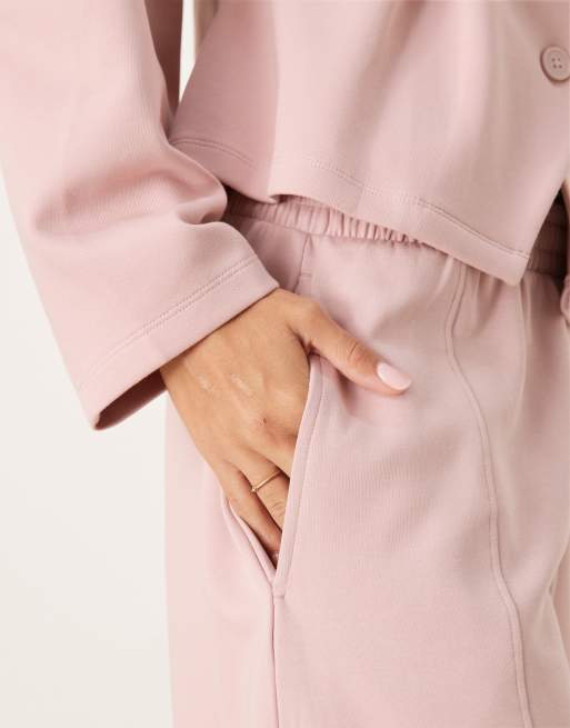 Joggers rosas de pernera barrel con detalle de costuras de tejido entrelazado de ASOS DESIGN, 2 de 5