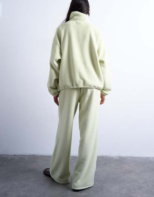 Joggers verde lima de pernera recta de borreguito de Topshop (parte de un conjunto), 4 de 5