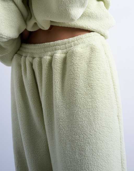 Joggers verde lima de pernera recta de borreguito de Topshop (parte de un conjunto), 5 de 5