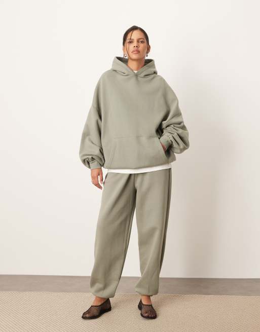 Joggers verde oliva con bajos ajustados de tejido grueso premium de ARRANGE