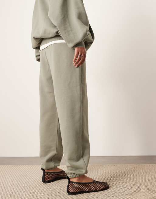 Joggers verde oliva con bajos ajustados de tejido grueso premium de ARRANGE, 2 de 5