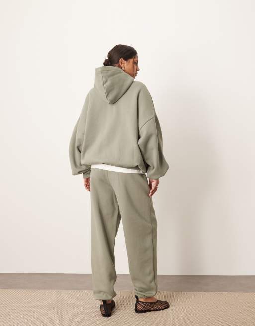 Joggers verde oliva con bajos ajustados de tejido grueso premium de ARRANGE, 4 de 5