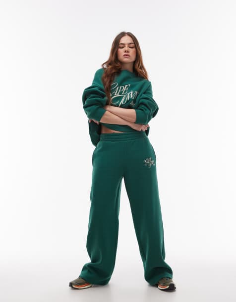 Joggers verde oscuro con estampado gráfico "Cape Town" de Topshop (parte de un conjunto) - view 1