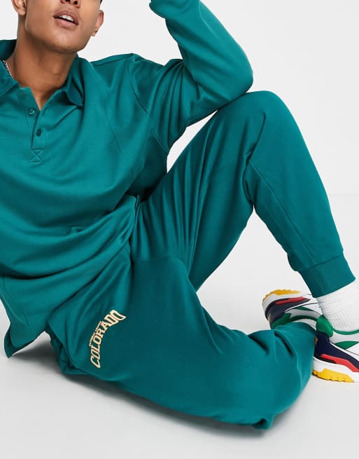 Joggers verdes extragrandes con estampado de Colorado de ASOS DESIGN (parte de un conjunto)