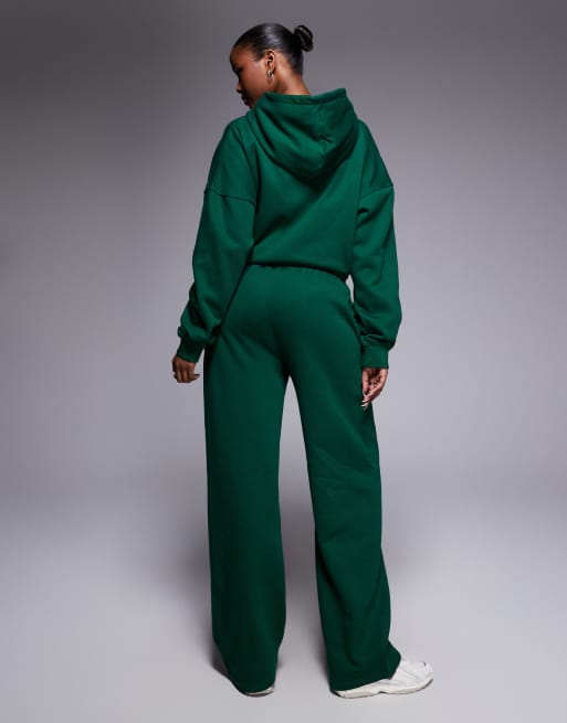 Joggers verdes y rosas de pernera ancha de tejido rico en algodón exclusivos de Kaiia (parte de un conjunto)  , 2 de 5