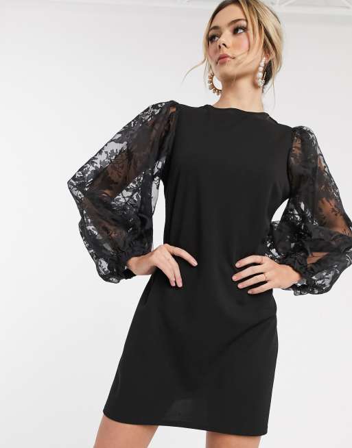 bell sleeve lace shift dress