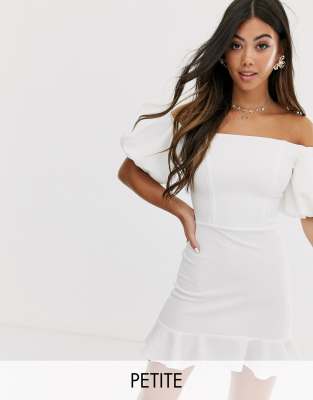 john zack petite allover lace plunge front skater dress in white