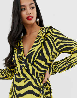 yellow animal print dress