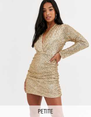 gold sequin plunge dress