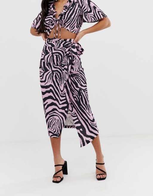 John zack wrap shop midi skirt animal print