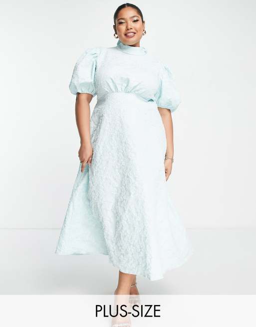 Plus size store puff sleeve dress