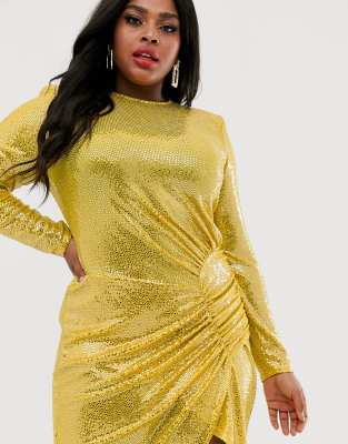 yellow sequin maxi dress