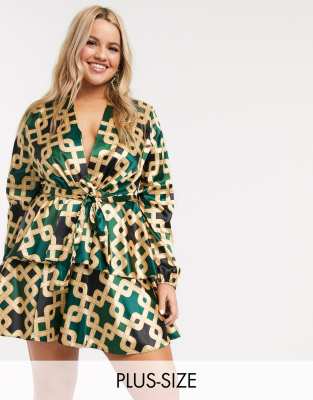 green skater dress plus size