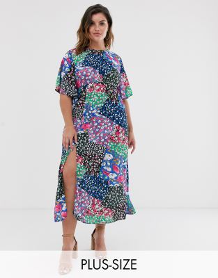 John Zack Plus scarf print midaxi dress in multi print