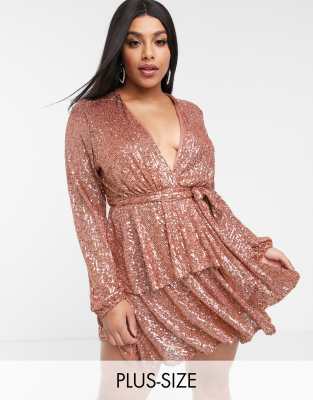 rose gold plus size sequin dress