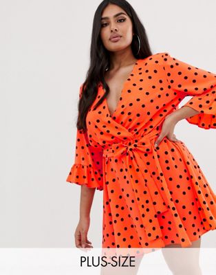 neon orange plus size dress