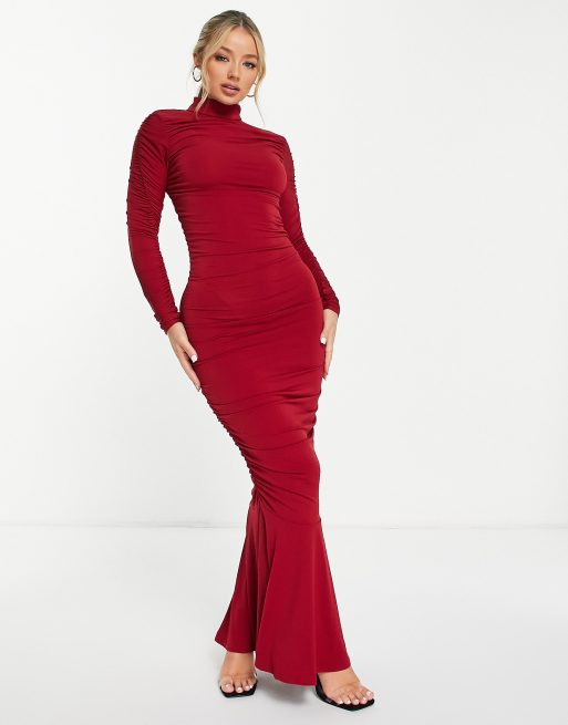 John zack long sleeve hotsell ruched dress