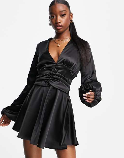 Satin mini sales skater dress