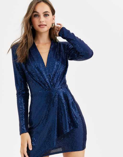 John zack hotsell sequin wrap dress