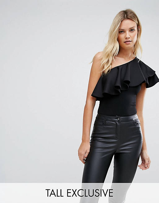 John Zack Tall Going Out One Shoulder Body With Frill Detail | ASOS