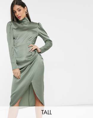 ruched side midi dress