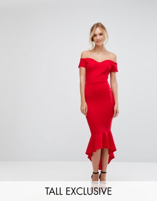 asos red ruffle dress