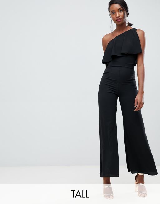 One shoulder overlay store jumpsuit