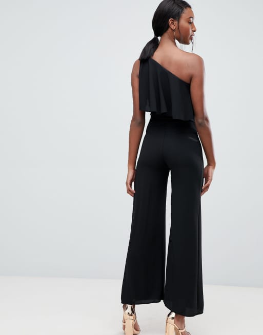 One shoulder hot sale overlay jumpsuit