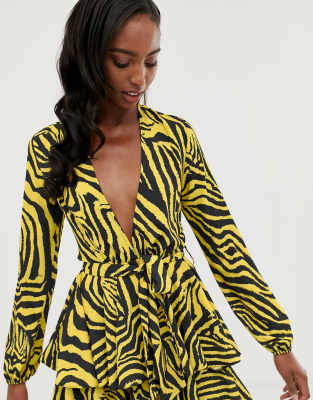 asos yellow zebra dress