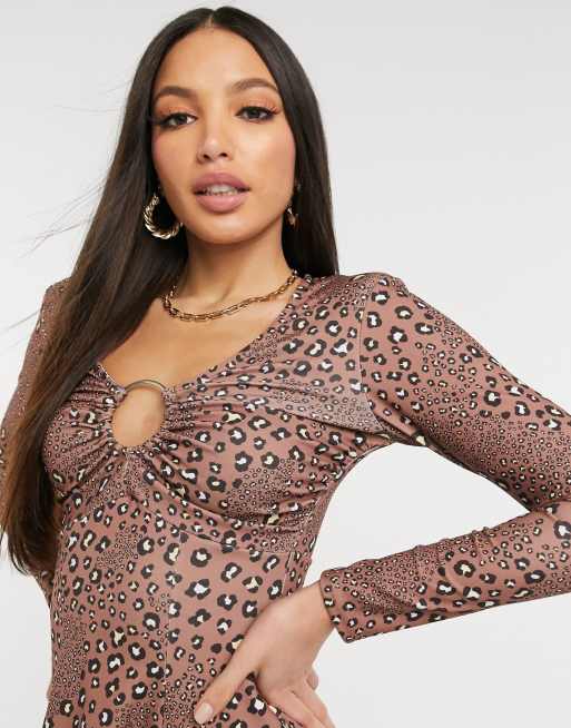 John Zack Tall ring detail mini skater dress in black, 3 of 4