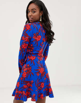 blue red floral dress