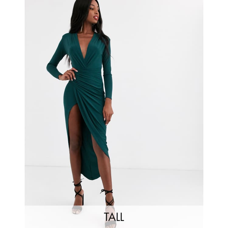 John zack short sleeve wrap hot sale dress green